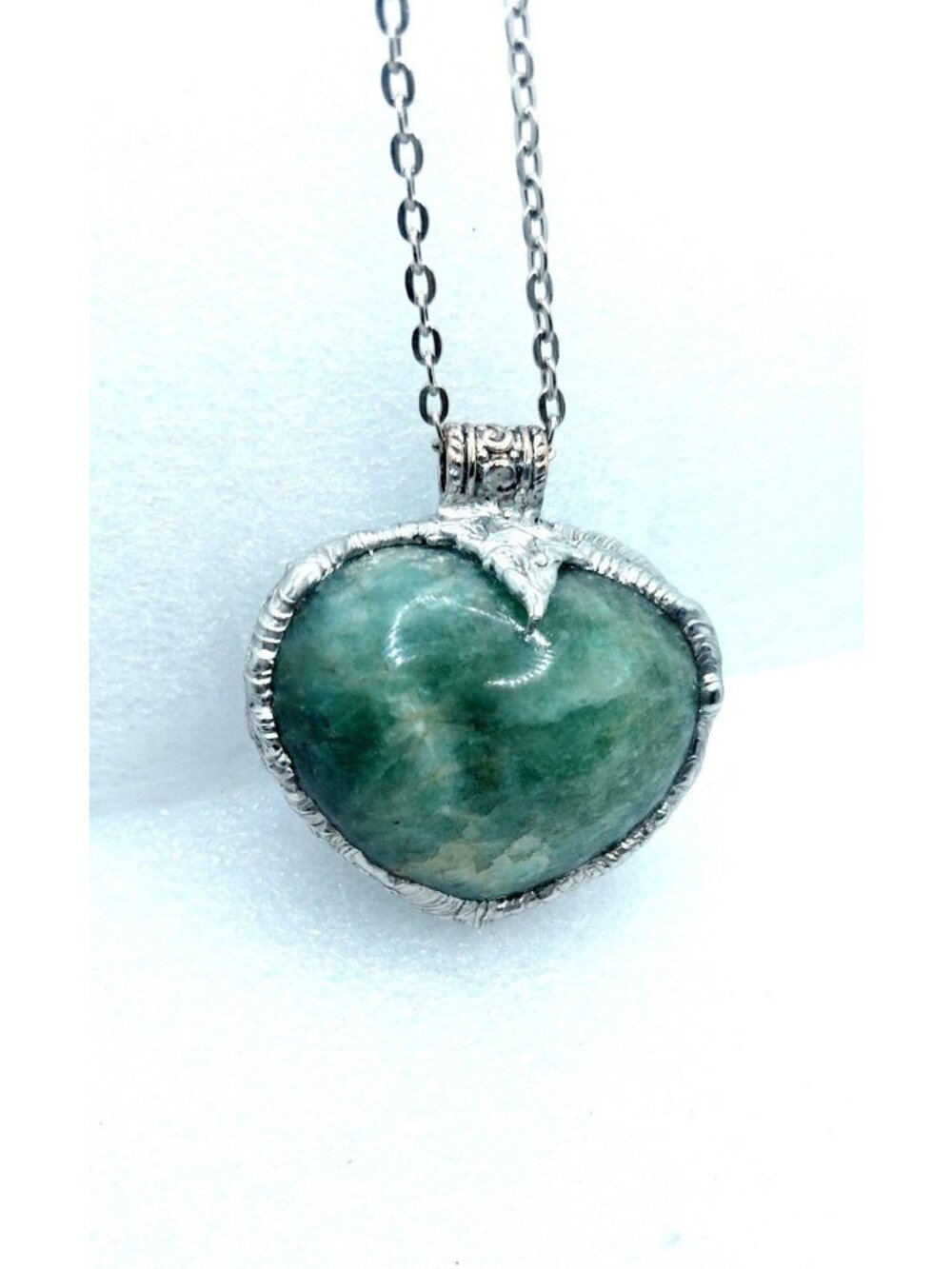 Amazonite crystal heart necklace